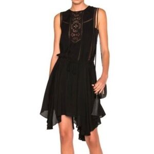 A.L.C. Meloni Black Silk Handkerchief Lace Dress
